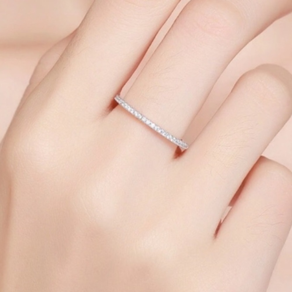 925 silver pink CZ stackable ring - Picture 3 of 8